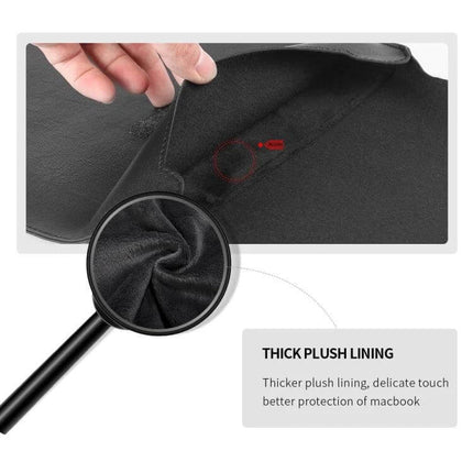 Laptop Storage Bag with Foldable Bracket for 13-14 Inch Models showing thick plush lining and soft protective interior