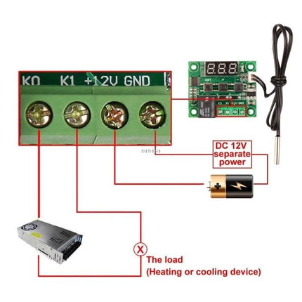 HESAI Digital Thermostat for Household Temperature Control small digital controller with probe and 12V power for aquarium greenhouse fermentation