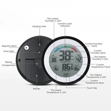 Digital Thermometer Hygrometer for Home Use With Clock