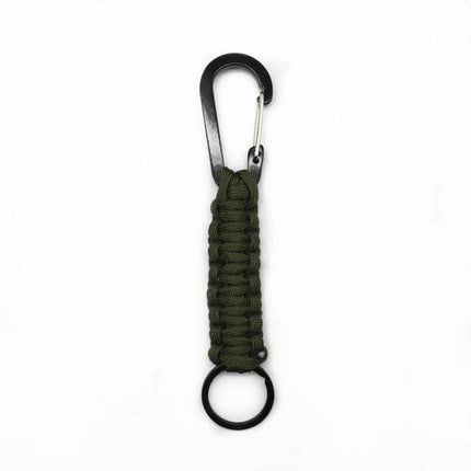 Nylon Umbrella Rope Paracord Carabiner Key Chain Army Green compact 7-core paracord keychain with carabiner and key ring