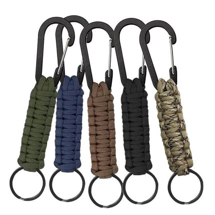 Nylon Umbrella Rope Paracord Carabiner Key Chain Army Green - compact 7-core paracord keychain with carabiner for camping and travel