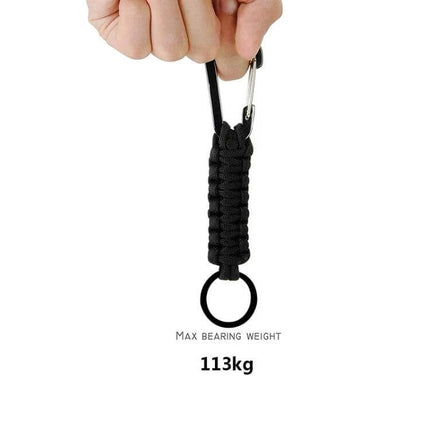 Nylon Umbrella Rope Paracord Carabiner Key Chain Army Green - compact 7-core paracord keychain with carabiner, 113kg tensile strength, camping survival rope