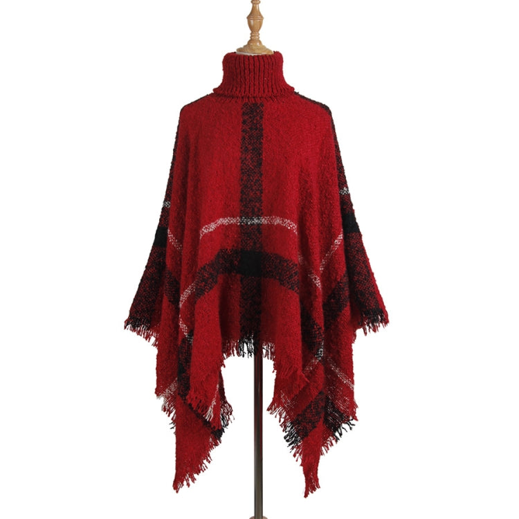 Fringed Turtleneck Cloak Sweater for Women - Mid-Length, One Size