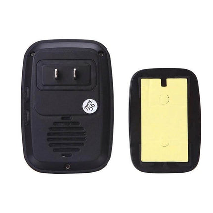 CACAZI Wireless Doorbell with 300m Range for Home Entry Notifications black plug-in receiver and adhesive-mounted transmitter