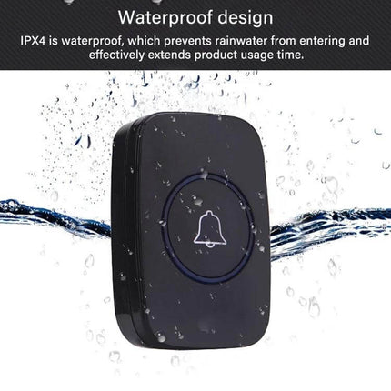 CACAZI Wireless Doorbell with 300m Range for Home Entry Notifications - waterproof IPX4 wireless door chime showing bell button