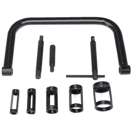 Valve Spring Compressor for Home Vehicle Maintenance - black spring compressor kit with frame, adapters, and bolts for DIY engine valve work