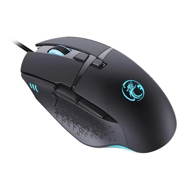 iMICE Wired Eight-Key Gaming Mouse for Everyday Precision Control - black ergonomic wired mouse with programmable keys and RGB accents