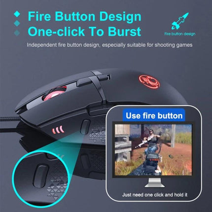 iMICE Wired Eight-Key Gaming Mouse for Everyday Precision Control – wired gaming mouse with fire button, RGB scroll, and programmable eight-key macro setup