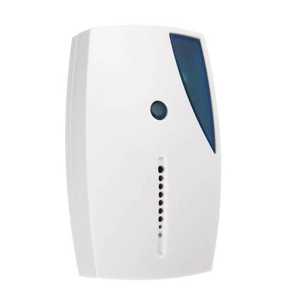 Wireless Doorbell with Multiple Chime Options for Home Entry - compact white indoor receiver with LED and speaker