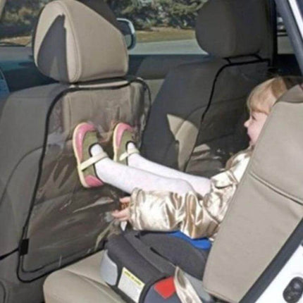 2 Pack Car Seat Back Cover Protector For Kids Kick Mat protecting back of car seat from toddler kicks, waterproof PVC surface, fabric backing, fits most vehicles