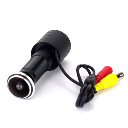 Adjustable Wide View Door Camera for Home Entry Monitoring in black cylindrical peephole camera with AV cables