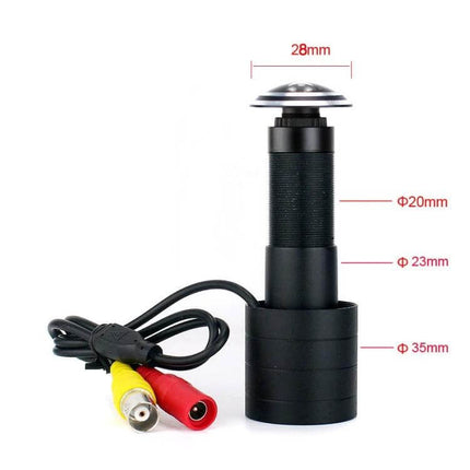 Adjustable Wide View Door Camera for Home Entry Monitoring black adjustable-length peephole camera with RCA cables and measured diameters