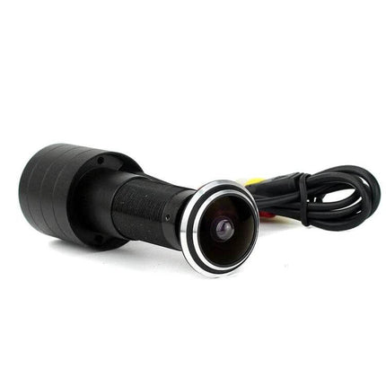 Adjustable Wide View Door Camera for Home Entry Monitoring shown angled on white background with adjustable length and cable