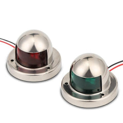 Stainless Steel Marine LED Navigation Light Set - Red & Green Sailing Signal for Boat Safety, DC 12V