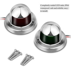 Stainless Steel Marine LED Navigation Light Set - Red & Green Sailing Signal for Boat Safety, DC 12V