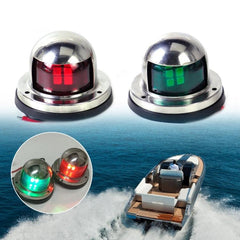 1 par de luces LED de navegación de acero inoxidable, luz de señal de navegación roja y verde para luz de advertencia de yate de barco marino, CC 12 V