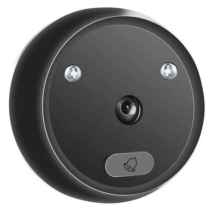 Smart Video Doorbell with 2.4-Inch Screen for Home Monitoring black round doorbell camera with night LEDs and visitor photo capture