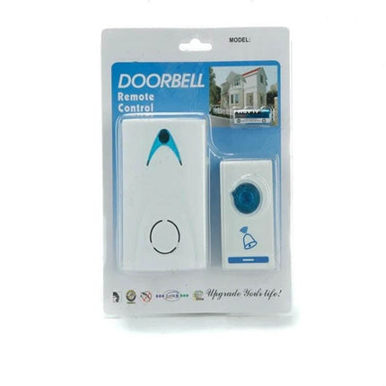 Home Wireless Doorbell with Remote Control for Entry Alerts — white plug-in receiver and white push button in retail blister pack