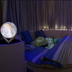 Lunar Glow 3D Night Light - Enchanting LED Moon Lamp for Kids with Starry Sky Design