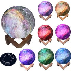 Lunar Glow 3D Night Light - Enchanting LED Moon Lamp for Kids with Starry Sky Design