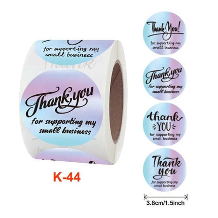 Thank You Gift Seal Stickers Roll, 3.8 cm Diameter - 500 copper plate thank you seal stickers on roll for gift packaging and bakery boxes