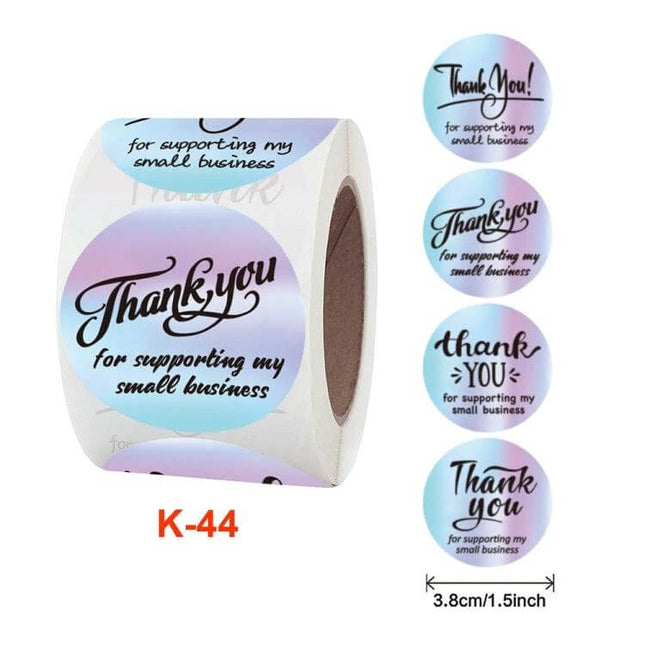 Thank You Gift Seal Stickers Roll, 3.8 cm Diameter - 500 copper plate thank you seal stickers on roll for gift packaging and bakery boxes