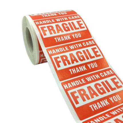 Caution Warning Packaging Sticker Label 75x50mm For Sealing - roll of copper plate fragile warning sealing stickers, 75x50 mm, 500 per roll