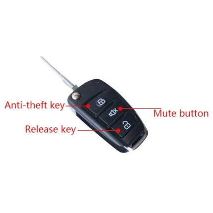 Universal Car Alarm System with Sound, Light, and Dual Remote Control - black dual remote key fob with mute, release and anti-theft keys