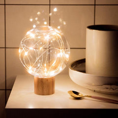 Celestial Glow USB LED Night Light with Wooden Base