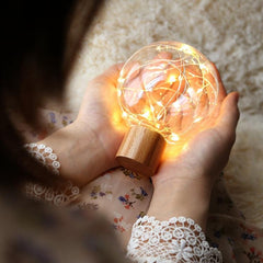 Celestial Glow USB LED Night Light with Wooden Base