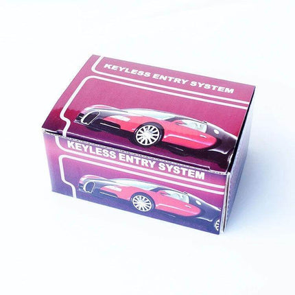 Car Keyless Entry Remote with Central Locking and Window Function boxed kit packaging showing product illustration