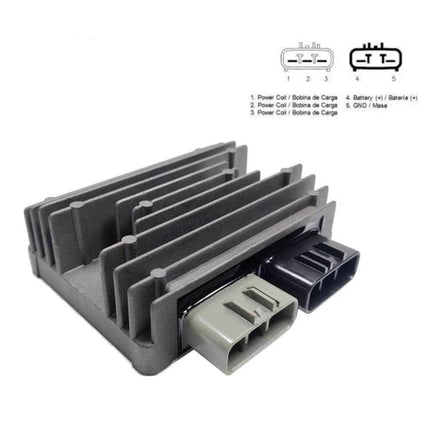 Motorcycle Rectifier For MUV Vehicles Everyday Use Replacement Part - three-phase rectifier for Honda MUV/TRX with cooling fins and 5-pin connectors