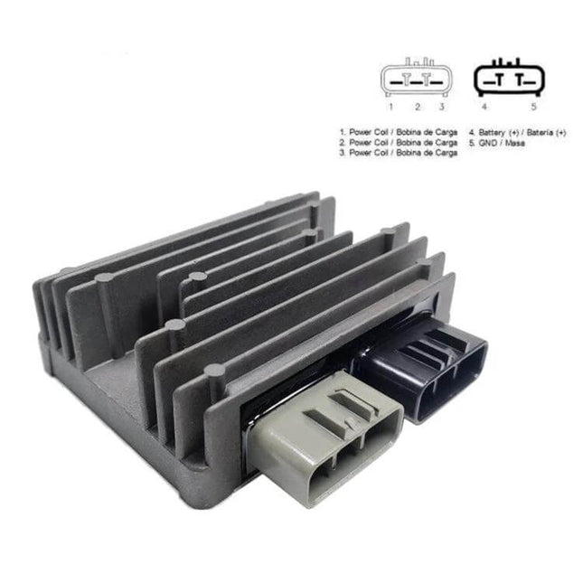 Motorcycle Rectifier For MUV Vehicles Everyday Use Replacement Part - three-phase rectifier for Honda MUV/TRX with cooling fins and 5-pin connectors
