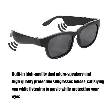 A12 Smart Bluetooth Audio Sunglasses Bluetooth Glasses, Blue, Black, Green, Red Gold, Silver - black model with speakers