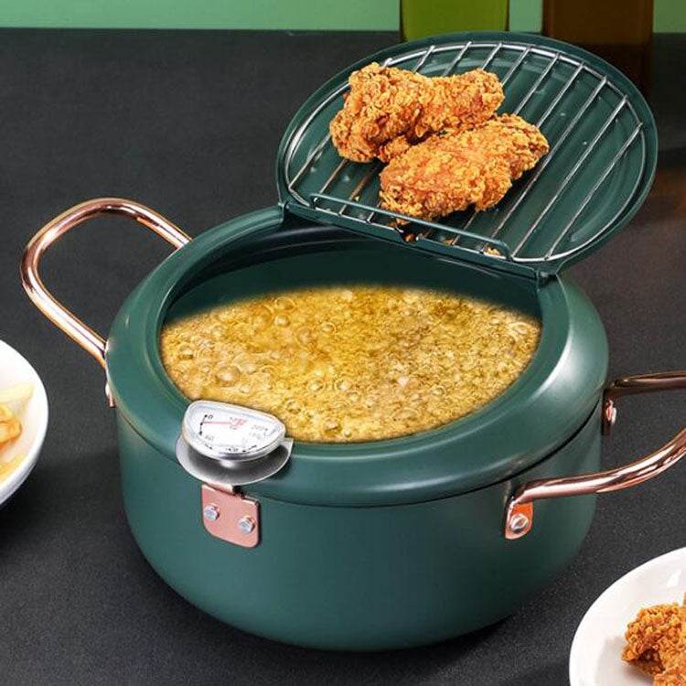 Fryer Pot Household Non-Stick Pan Temperature Control Mini Frying Pot, 24cm, 20cm - Syndmart