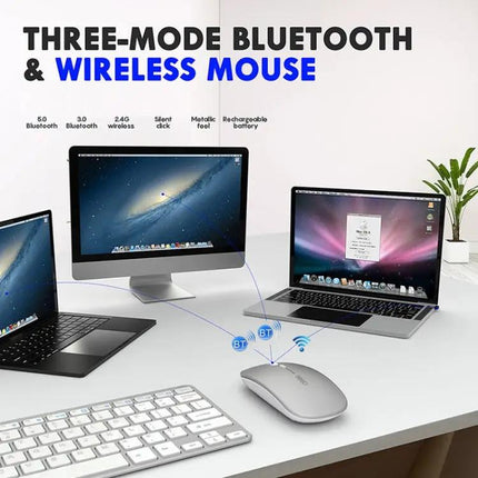 Inphic Mute Wireless Mouse with Battery Display for Laptops