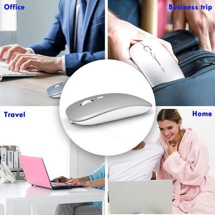 Inphic Mute Wireless Mouse with Battery Display for Laptops