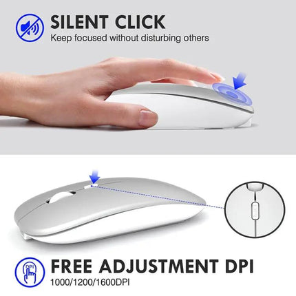 Inphic Mute Wireless Mouse with Battery Display for Laptops