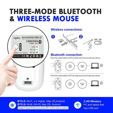 Inphic Mute Wireless Mouse with Battery Display for Laptops