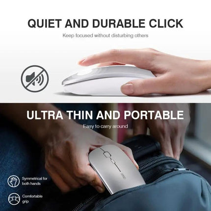 Inphic Mute Wireless Mouse with Battery Display for Laptops