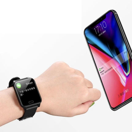 Smart Bracelet for Everyday Health and Activity Tracking on wrist showing heart-rate and NFC phone notification