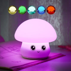 Colorful LED Mushroom Silicone Night Light for Bedside and Sleep