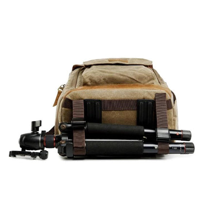 advicho Large Waterproof Camera Backpack for Outdoor Use with tripod strapped to front pocket