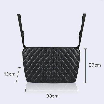 Car Storage Net Pocket Between Seats for Organizing Small Essentials - 38x27x12cm odorless leather organizer for drinks, snacks, umbrellas