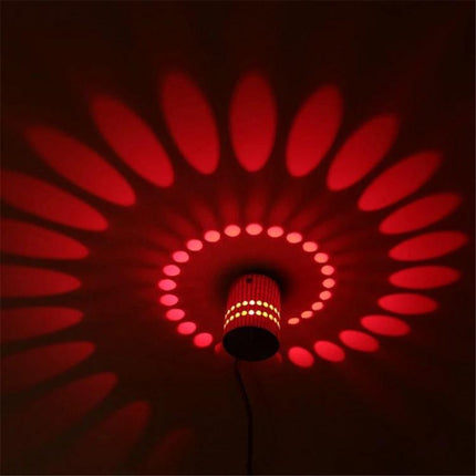 Creative Spiral Wall Lamp for Home Corridors and Decor - red LED ceiling light casting circular spiral pattern, compact 55mm modern corridor wall lamp
