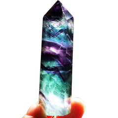 Colorful Fluorite Hexagonal Crystal Column - Natural Rough Stone Ornament