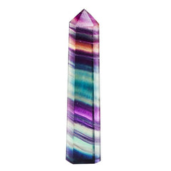 Colorful Fluorite Hexagonal Crystal Column - Natural Rough Stone Ornament