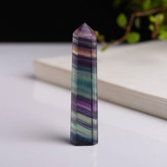 Colorful Fluorite Hexagonal Crystal Column - Natural Rough Stone Ornament