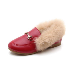 Warm PU Leather and Cashmere Casual Shoes for Girls