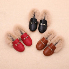 Warm PU Leather and Cashmere Casual Shoes for Girls